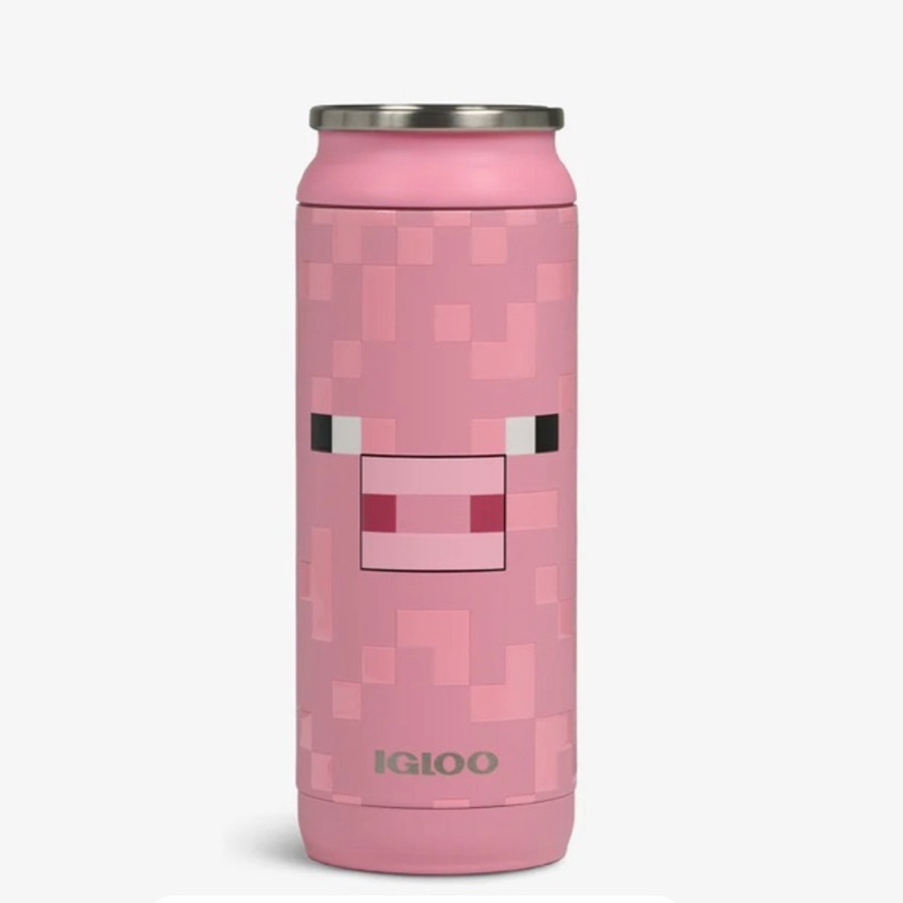 MINECRAFT Pig Tumbler Can Pink 16 oz Stainless Steel New